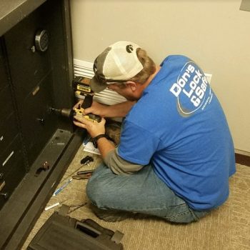 Brian from Don’s Lock & Safe cracking into a safe; On The Local Hub Iowa City