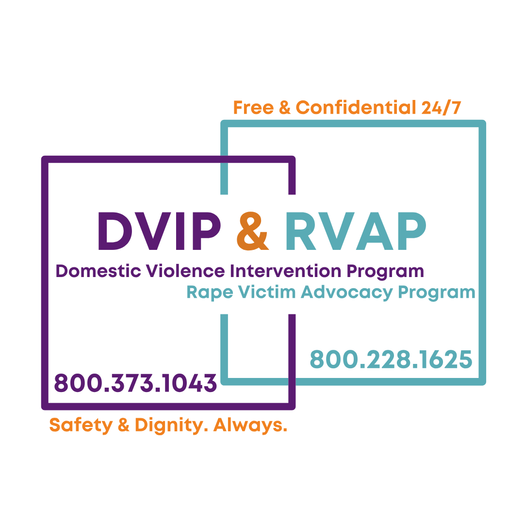 Domestic Violence Intervention Program (DVIP) & Rape Victim Advocacy Program (RVAP) logos on The Local Hub Iowa City