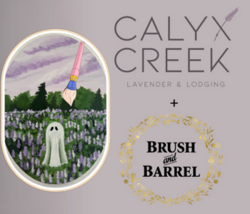 Brush and Barrel at Calyx Creek. Halloween Lavender Painting. The Local Hub Iowa City