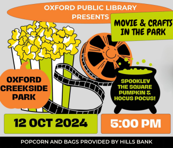 Oxford Library presents Movies and Crafts in the Park. The Local Hub Iowa City