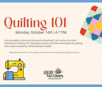 Quilting 101 at the Solon Public Library. The Local Hub Iowa City