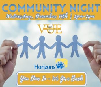 Community Night at The Vue Rooftop. Give back to Horizons. The Local Hub Iowa City