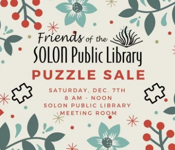 Holiday Puzzle Sale. Solon Public Library. The Local Hub Iowa City