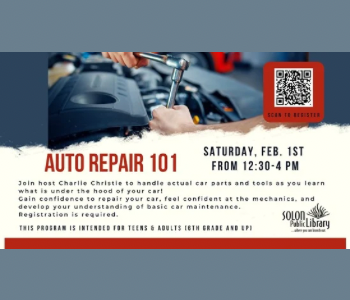 Auto Repair 101 with the Solon Public Library. The Local Hub Iowa City