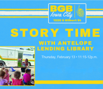 Storytime at Big Grove Iowa City with Antelope Lending Library. The Local Hub Iowa City