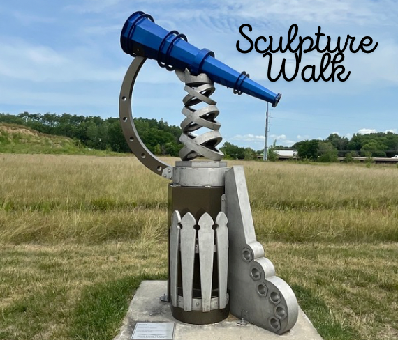 Sculpture Walk in Iowa River Landing by the Johnson County Historical Society. Event on The Local Hub Iowa City