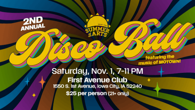 Disco-Ball_Summer-Of-The-Arts_Events-Near-Me_Iowa-City_Things-To-Do-Near-Me_The-Local-Hub_Iowa-City