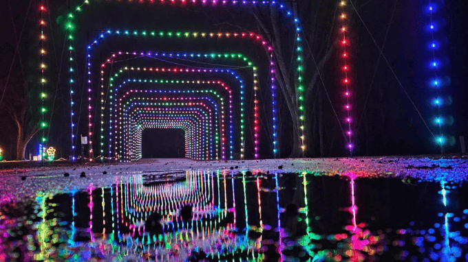 Holiday Lights at the Lake - Drive Through Events. Directly benefits The Bird House, Hospice House of Johnson County. Event featured on The Local Hub Iowa City