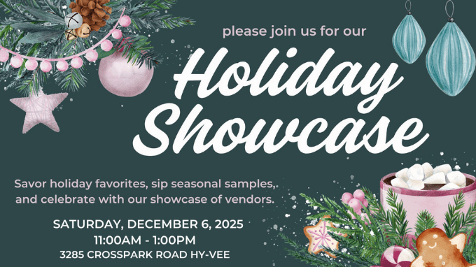 Holiday Showcase at Crosspark Road Hy-Vee in North Liberty, Iowa. Event featured on The Local Hub Iowa City