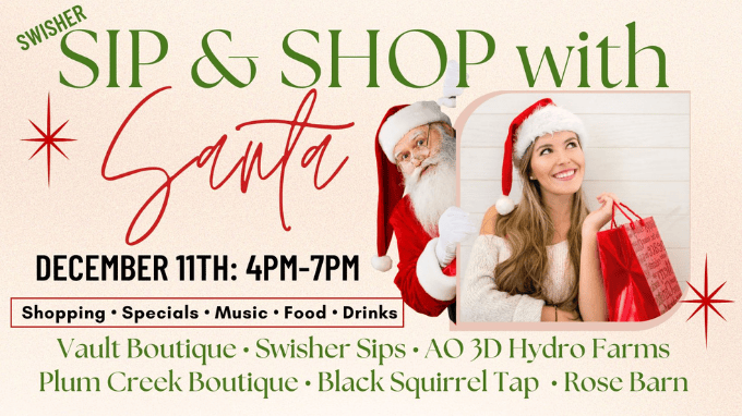Sip & Shop with Santa in Swisher, Iowa! Event featured on The Local Hub Iowa City