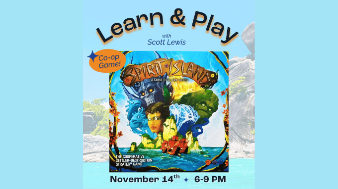 Learn & Play Spirit Island with Scott Lewis at Diversions Tabletop Game Lounge. Event on The Local Hub Iowa City