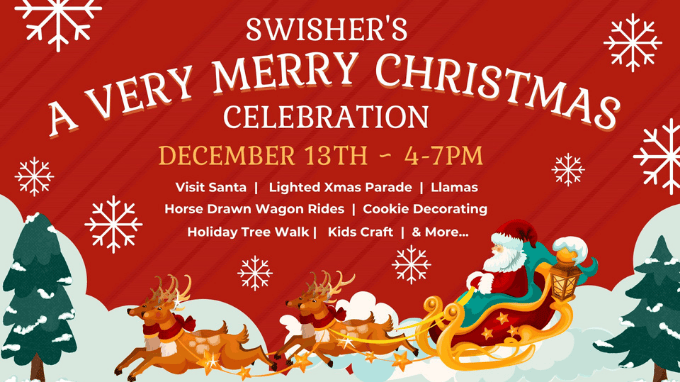 Downtown Swisher Iowa invites you to A Very Merry Christmas Celebration. Event featured on The Local Hub Iowa City