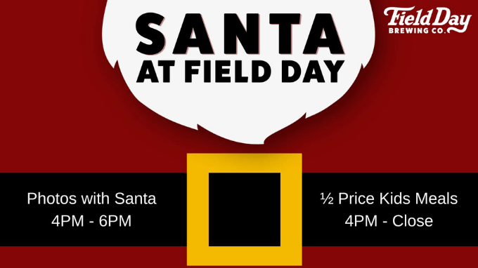 Photos with Santa at Field Day Brewing. Event featured on The Local Hub Iowa City